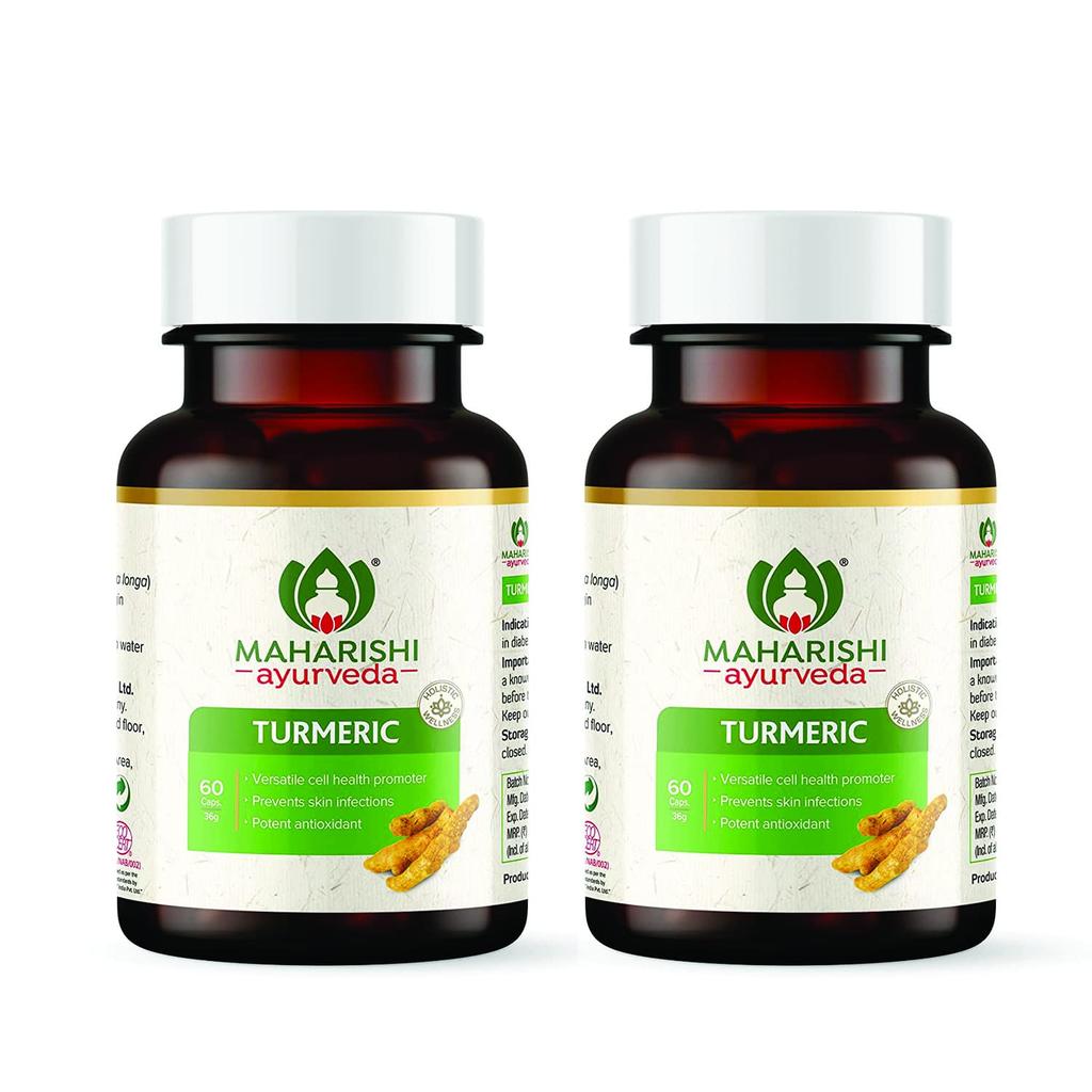 Maharishi Ayurveda 100% органические капсулы куркумы 500 мг | Упаковка из 2 х 60 капсул