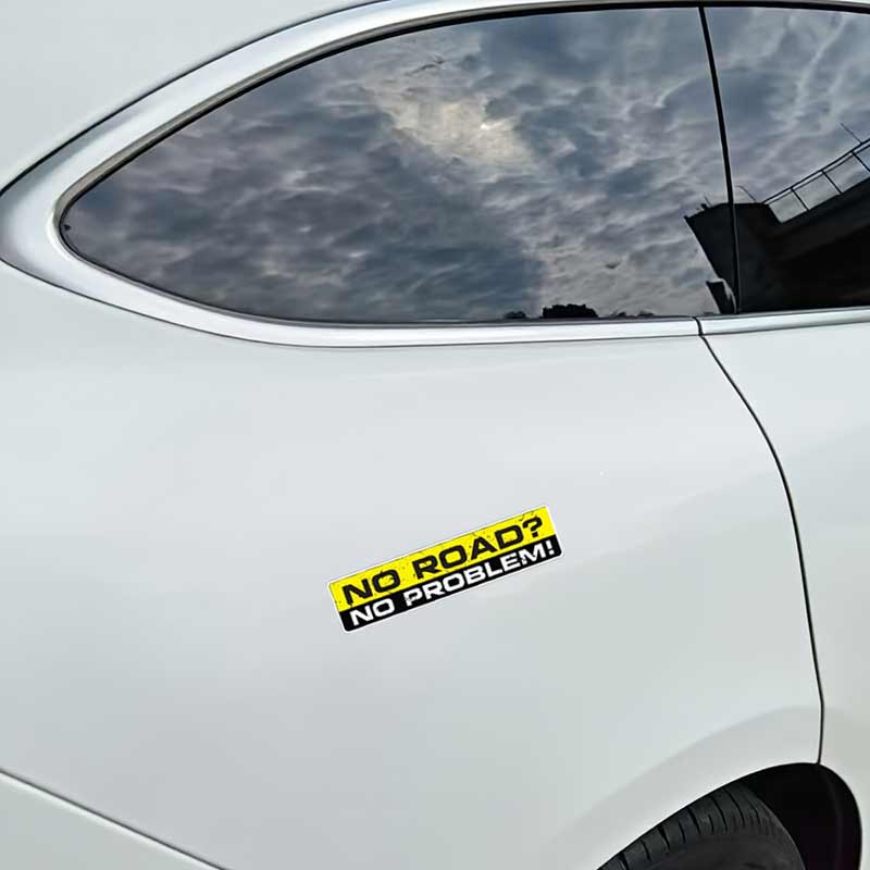 2 Pieces Pack Decal NO ROAD NO PROBLEM Car Sticker Waterproof Auto Decors on Bumper Rear Window Motorcycle For Car Decoration JM02