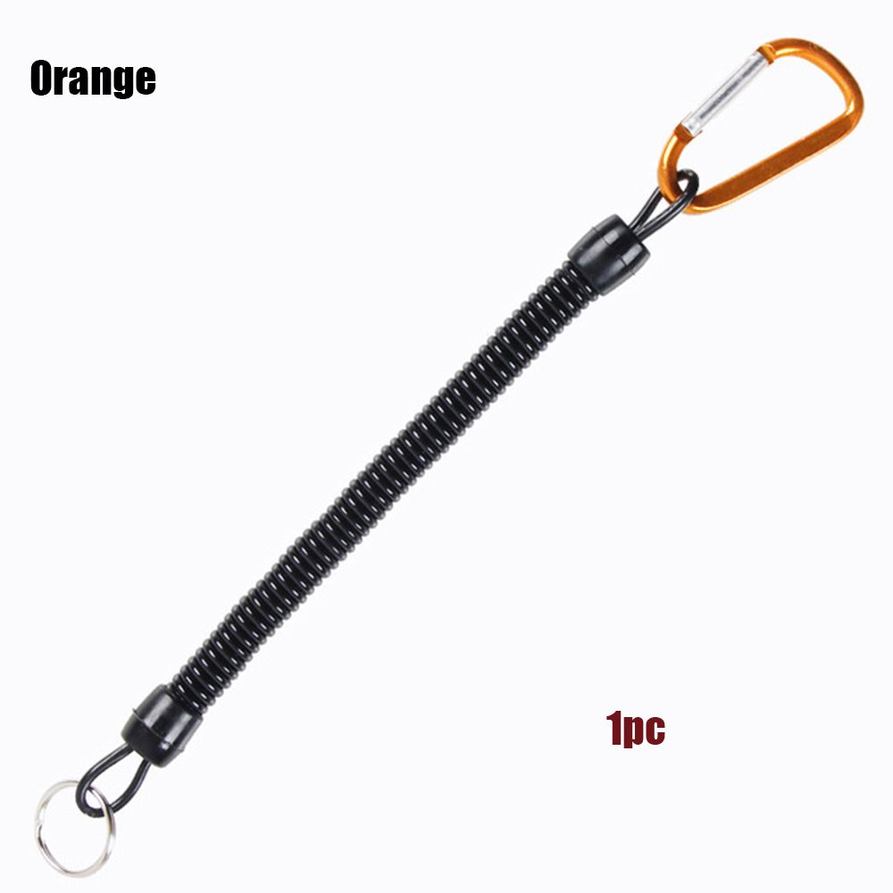Camping Portable Fishing Lanyards Spring Elastic Rope Camping Carabiner Anti-lost Phone Keychain