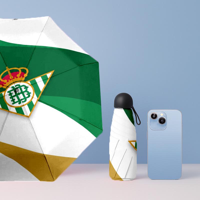 Мини-зонт Real Betis с принтом футбольной тематики, 5 сложений, 8 спиц, компактный, ветрозащитный, водонепроницаемый, легкий, портативный, складной