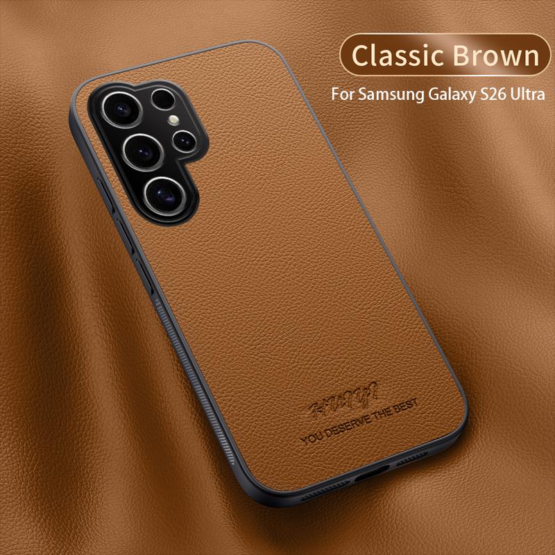 Деловой ретро-кожаный чехол со встроенным магнитом для Samsung Galaxy S26 Ultra S25 Plus, приятный для кожи, ударопрочный, защитный, тонкий чехол