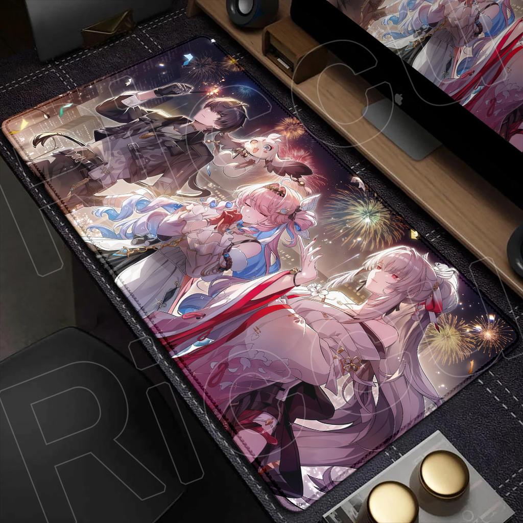 Cute Anime Girls Hiyuki Laptop Office Long Table 400x900mm Gaming Keyboard HD Printing Wuthering Waves Rubber Non-slip Mouse Pad