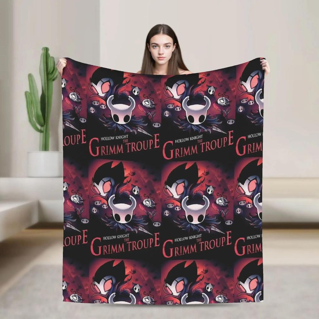 Warm Flannel Throw Blanket for Kids Airplane Hollow Knight Void Masked Wanderer Design Perfect for Travel Bed Couch