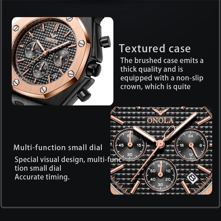 Новые роскошные мужские часы с коробкой ONOLA, многофункциональные мужские водонепроницаемые часы с силиконовым ремешком, мужские кварцевые часы