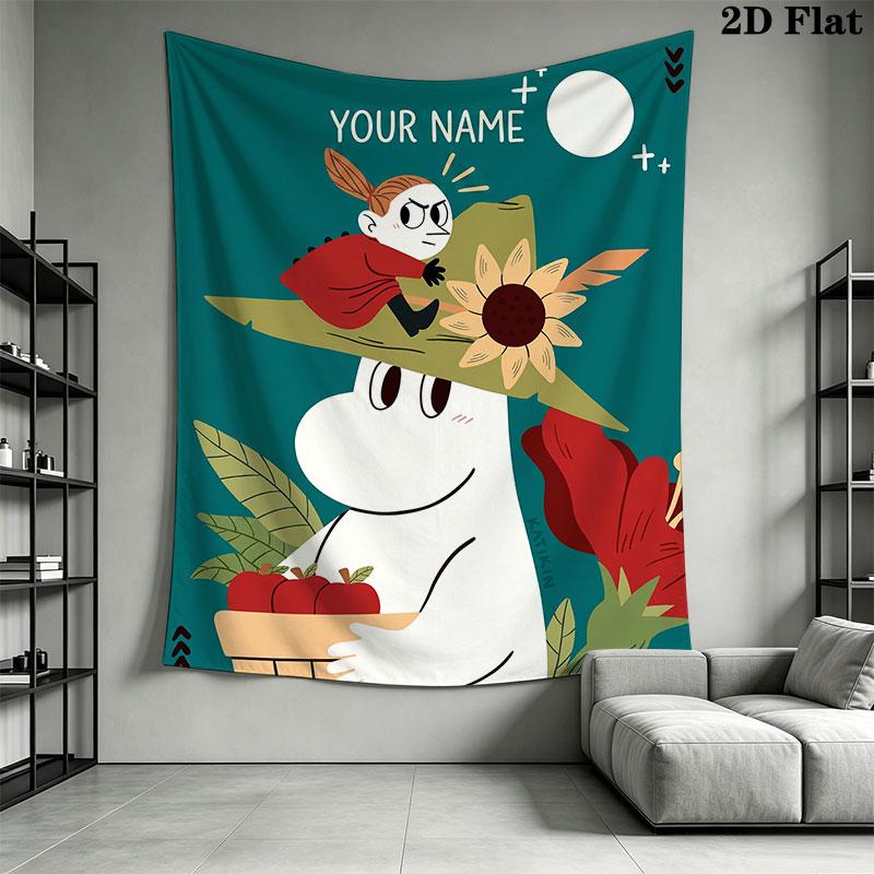Custom Moomin Wall Hanging Printed Fabric Blanket Decorative Tapestries for Bedroom Living Room Home Decor