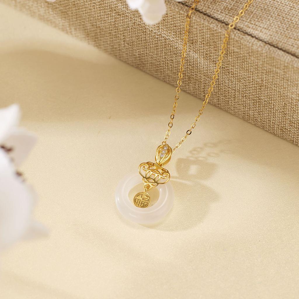 Ожерелье из серебра 925 пробы с пряжкой-символом благословения из халцедона, подвеска в виде благоприятного облака, цепочка на ключицу премиум-класса