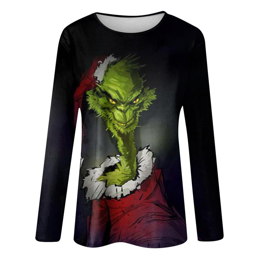 Женская мода, повседневная блузка с длинным рукавом и круглым вырезом, пуловер с принтом