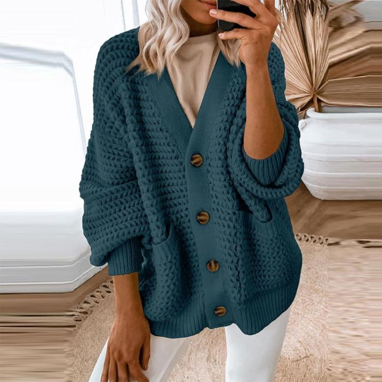 Женский повседневный кардиган плотной вязки, пальто, с длинным рукавом, открытый спереди, однотонный, модный