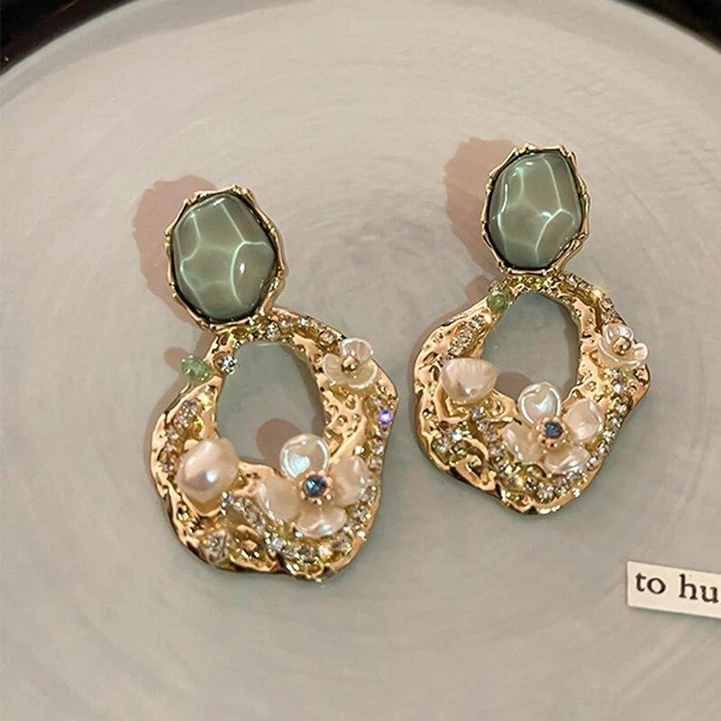 1 пара модных висячих серег с цветком циркона, женские большие серьги-капли, вечерние ювелирные изделия, подарок