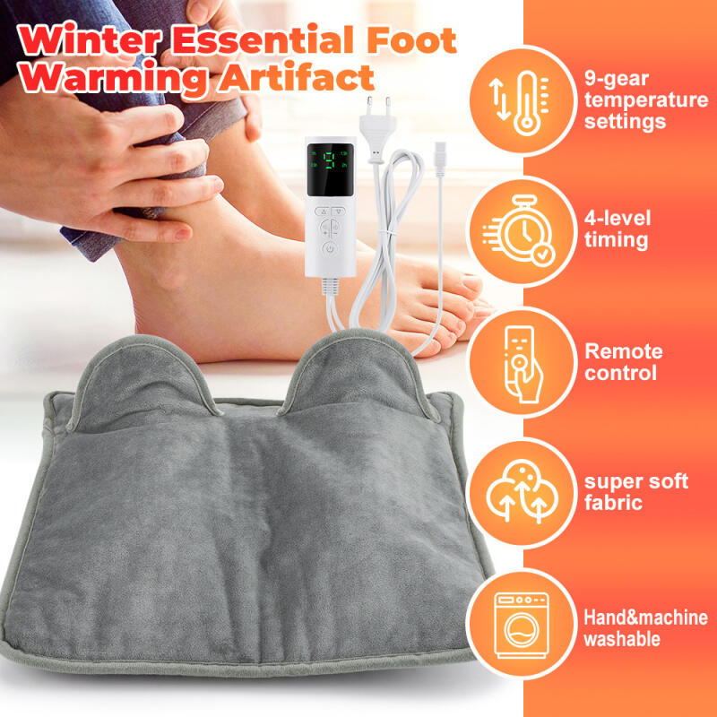 EU Electric Foot Warmer Pad - Detachable Heating Mat with Adjustable Warmth & Auto Power-Off for Home Office Use