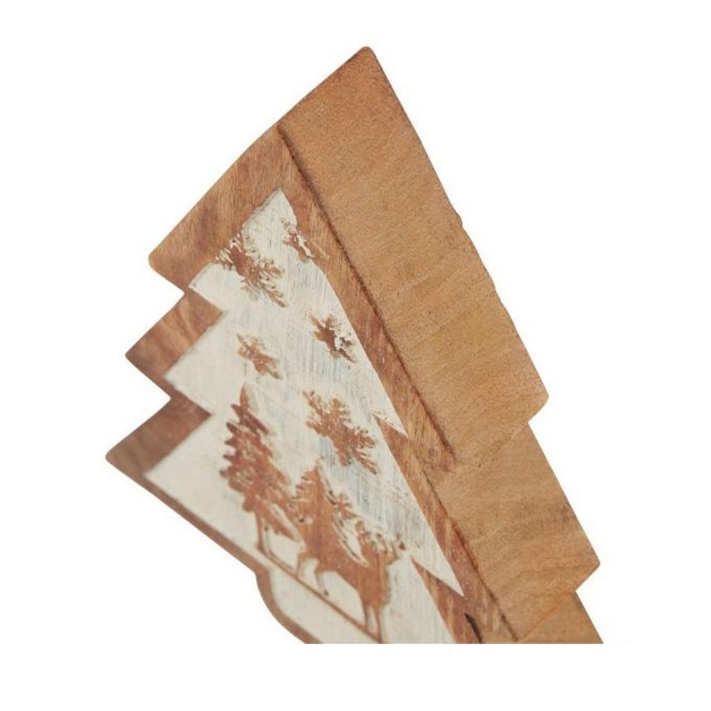 Hill Interiors Wooden Deer Snow Scene Tree Decoration