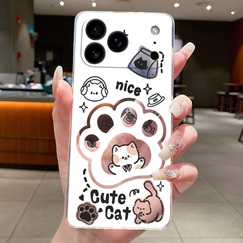 Case For iPhone 17 Air 17 Pro 17 Pro Max Aesthetic Cute Cat Astronaut Transparent Cover For iPhone 17 Air 17 Pro 17 Pro Max Capa