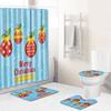 3D Printed Christmas Waterproof Shower Curtain Toilet Four-Piece Combination Set Household Doormat Floor Mat Carpet