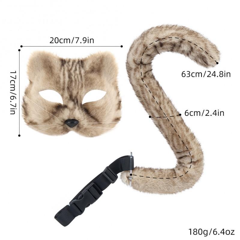 Tiger Striped Cat Mask 2026 Furry Tail Set Cosplay Party Costume Prop Halloween Masquerade Themed Events
