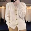 Women's Fashion Casual Fall Winter Solid Color Print Long Sleeve V-Neck Sweaters