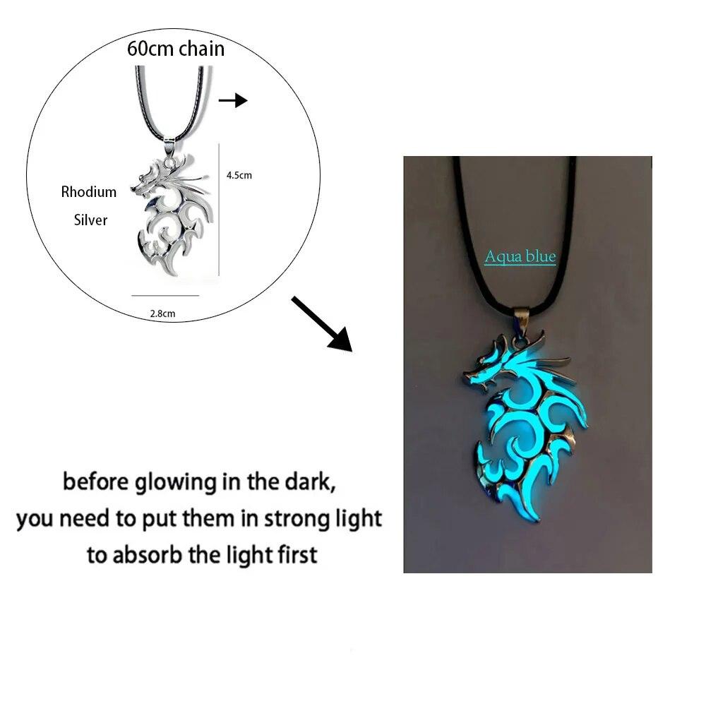 Светящееся ожерелье с драконом, светящаяся ночная флуоресценция, антикварное винтажное светящееся в темноте для мужчин и женщин, подарок для вечеринки, Дня Хэллоуина, клуба