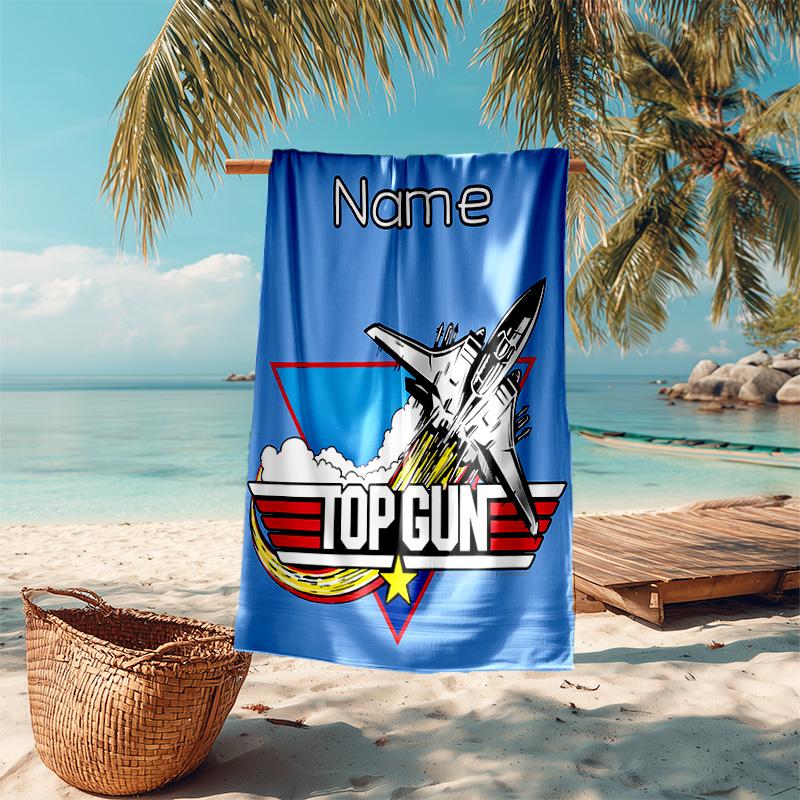 Personalized customized proof beach towel with Top Gun Maverick pattern - soft, absorbent,quick-drying,perfect swimming,camping&bathing