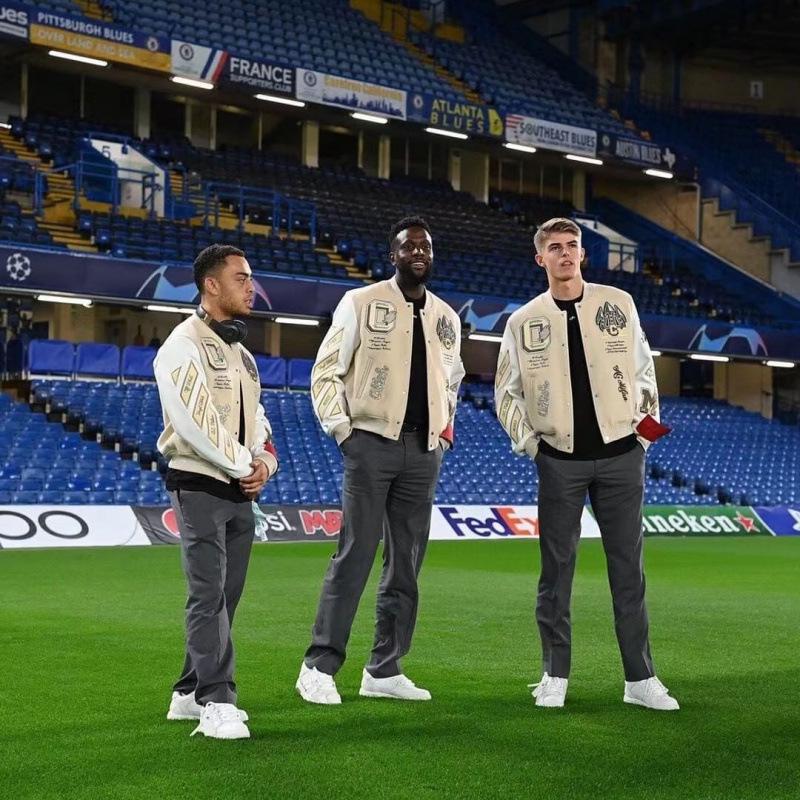 Кожаная бейсбольная куртка AC Milan с вышивкой, для тяжелых условий