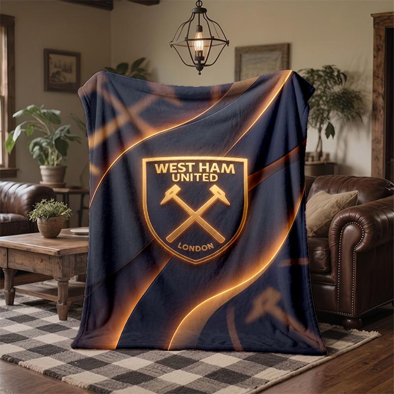 West Ham United Football Print Flannel Blanket Soft Warm Sofa Bed Throw Blanket For Home Office Bedroom