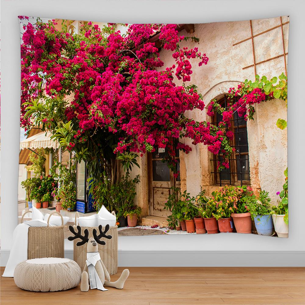 Гобелен Идиллический садовый пейзаж Гобелен Настенный декор для спальни Настенный домашний декор