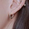 925 Silver Smooth One-Touch Hoop Earrings W