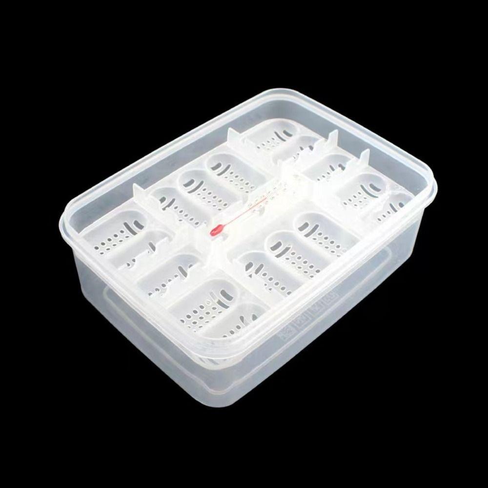 16 Grids Reptile Hatch Box Transparent Breathable Crawler Incubation Case Multifunctional with Thermometer