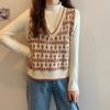 Осенний модный женский винтажный клетчатый свитер, жилеты, женские топы на бретелях, вязаный укороченный топ, женский вязаный жилет без рукавов, жилет