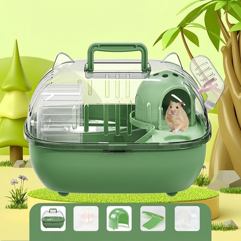 Transparent Cover Hamster Carrier Box Large Space Hamster Habitat Travel Hamster Cage Car Outing
