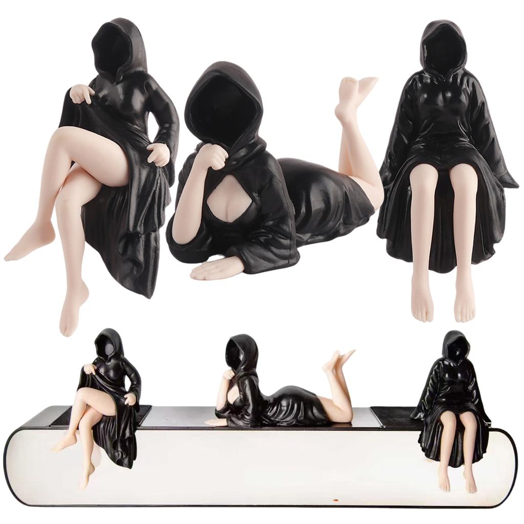 3D Загадочная Статуэтка на Хэллоуин Готическая Фигурка Королевы в Черном Плаще Скульптура для Книжной Полки Статуэтка Сидящего Призрака Настольное Украшение Подарок