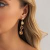 Vintage Colorful Teardrop Gem Earrings For Women Fashionable Geometric Glass Rhinestone Tassel Drop Earrings