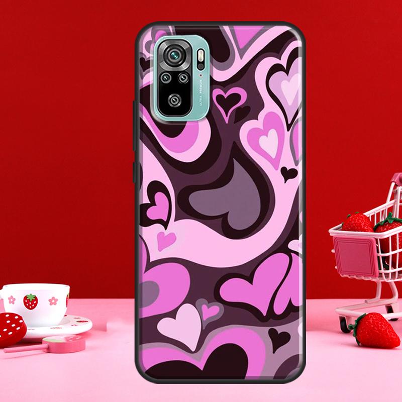 Коричневый Фиолетовые Сердца С Вихревым Узором Чехол Для Xiaomi Redmi Note 11 Pro Note 10 9 8 Pro 11S 9S 10S Чехол Для Redmi 10 9 9A 9C 9T