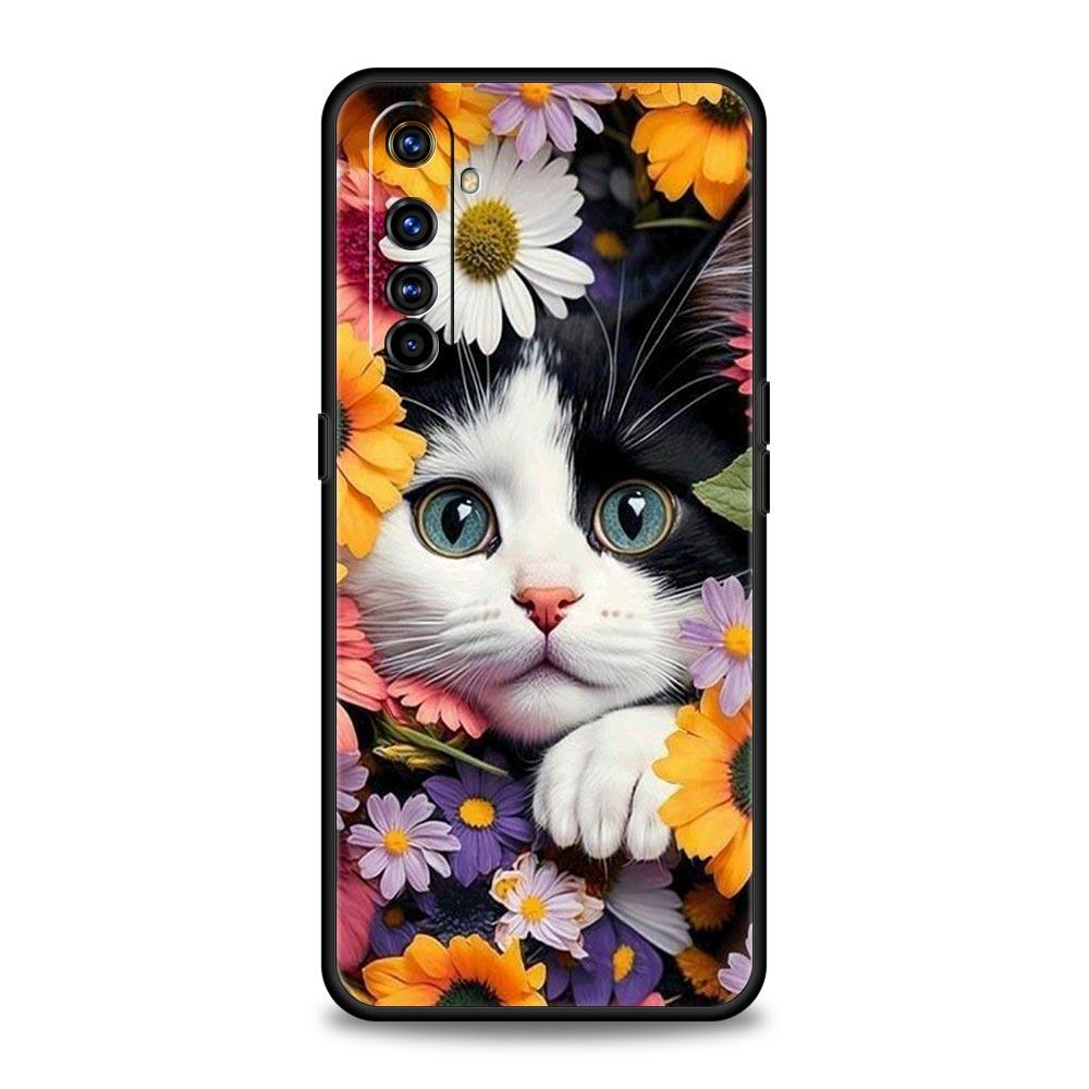 Милый чехол для телефона с кошкой-детективом Для Realme 12 11 10 9 8 5G 7 6 GT5 GT3 GT2 Pro Plus C21 C11 C25 C35 GT Neo 2 3 3T 5 Мягкий чехол