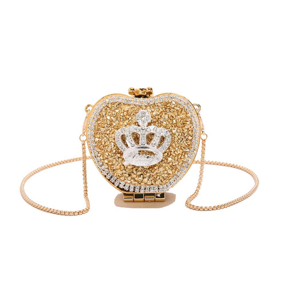 Elegant Rhinestone Evening Bag Gold/Silver Mini Lipstick Bag Retro Banquet Chain Bag Girls