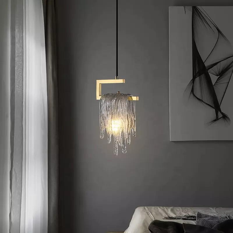 Современные роскошные золотые подвесные светильники для спальни, стеклянный подвесной светильник для гостиной, кухни, латунное светодиодное освещение