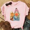 Autumn Maple Leaf Halloween Thanksgiving Print ShortSleeved TShirt European American Style Aesthetic Top for Unisex Women