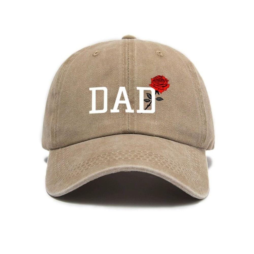 2pcs/set Classic Mom Dad Rose Printed Cap Washed Cotton Baseball Hats For Man Women