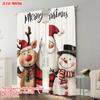 2pcs, plane printing Curtains&Window Treatment Santa_ Snowman and Reindeer Polyester (without rod) Gifts Use for Bedroom,
