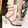 Europe America Sandal Comfort Shoes For Women Summer Buckle Strap Girls Grace High-heeled Fashion Stiletto Low Rhinestone 967-1