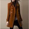Women Casual Solid Double-breasted Coat Winter Vintage Full Sleeves Overcoats Versatile Medium Length Trench Outerwears