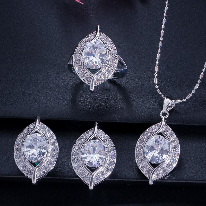 Набор украшений, Свадебные украшения Серьги Ожерелье Кольцо Набор из трех предметов Цепочка