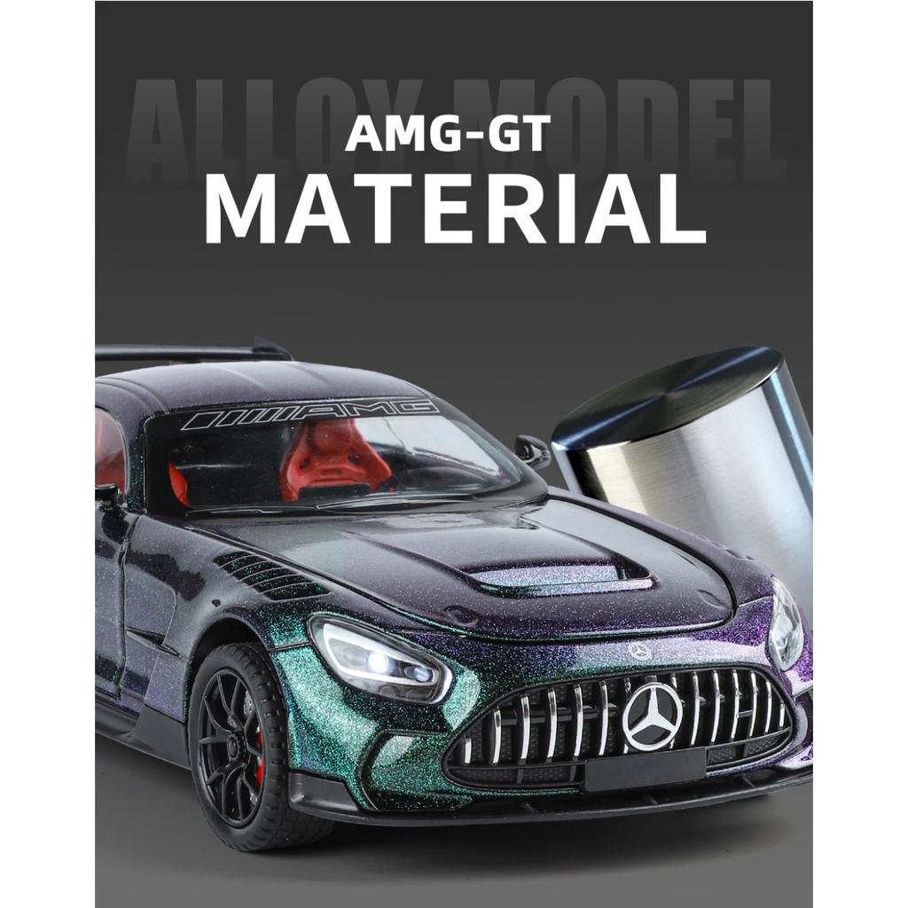 1/24 Mercedes Benzs AMG GT Alloy Miniature Car Diecast Metal Scale Model Car Sound and Light Collection Children Toy Vehicles Gifts