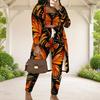 Women Plus Size Butterfly Printed Three Piece Set Long Sleeve Open Front Cardigan Crop Top Long Pants