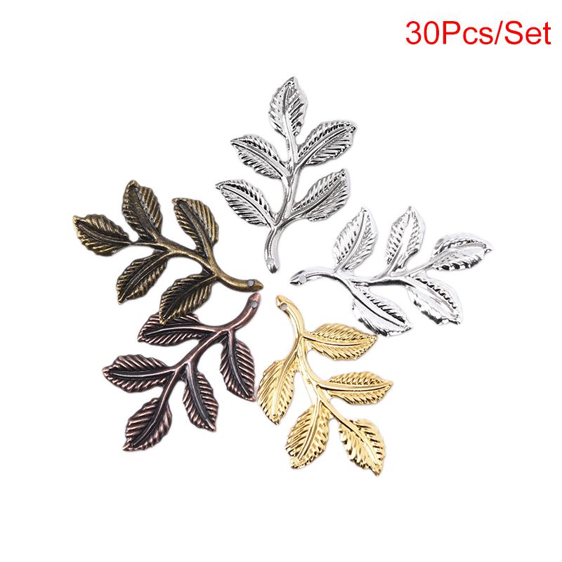 30Pcs/Set Leaf Filigree Wraps Connectors Metal Charm Diy Findings Jewelry Making