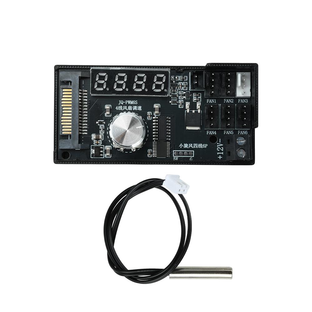 DC 12V 5A 6-канальный 4-проводной ШИМ-контроллер вентиляторов Питание SATA Цифровой дисплей Ручной и автоматический регулятор скорости С NTC-зондом