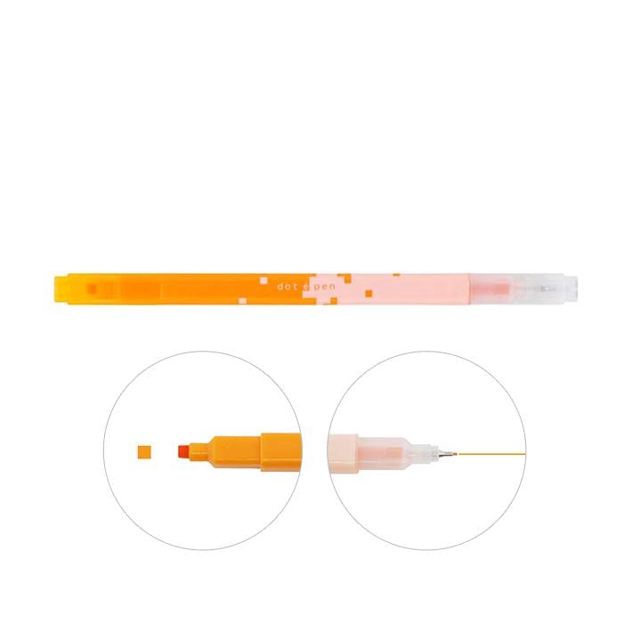 Stationery Dot E Marker Pen with Square Dots and Fine for and Orange Sun-Star SUN-STAR Pen, Double-Sided Water-Based Point, Art, Coloring, Sketching,