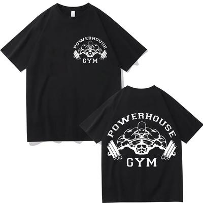 Powerhouse Gym Двусторонние Графические Футболки Модные Повседневные Свободные Футболки с Коротким Рукавом Мужские Женские Высококачественные Хлопковые Футболки