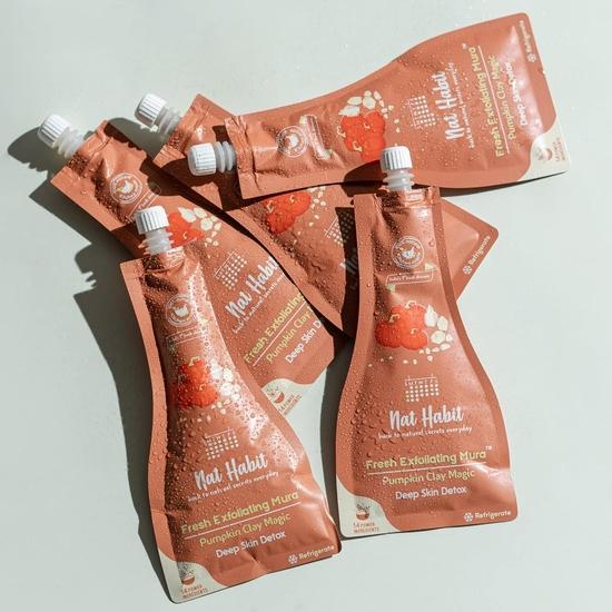 Скраб для лица Nat Habit, тыквенная глина, отшелушивающее средство Mura для глубокой детоксикации кожи от пыли, дыма, металлов и токсинов (Упаковка 3 х 25 г)