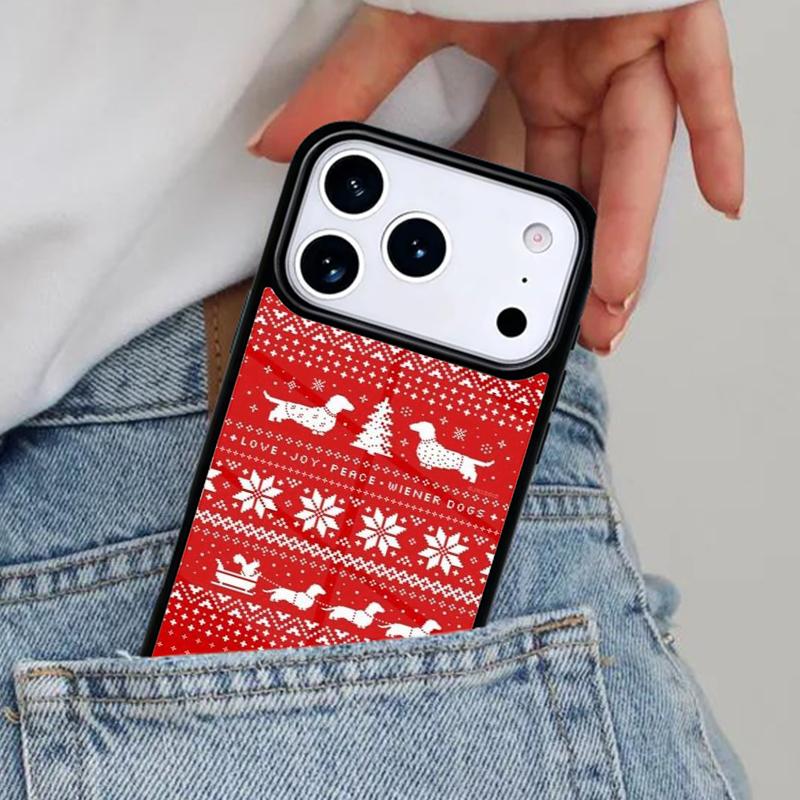 Рождественский свитер для таксы Чехол для телефона для iPhone 16e 15 14 13 12 17 Pro Max Plus Air 17pro Чехол