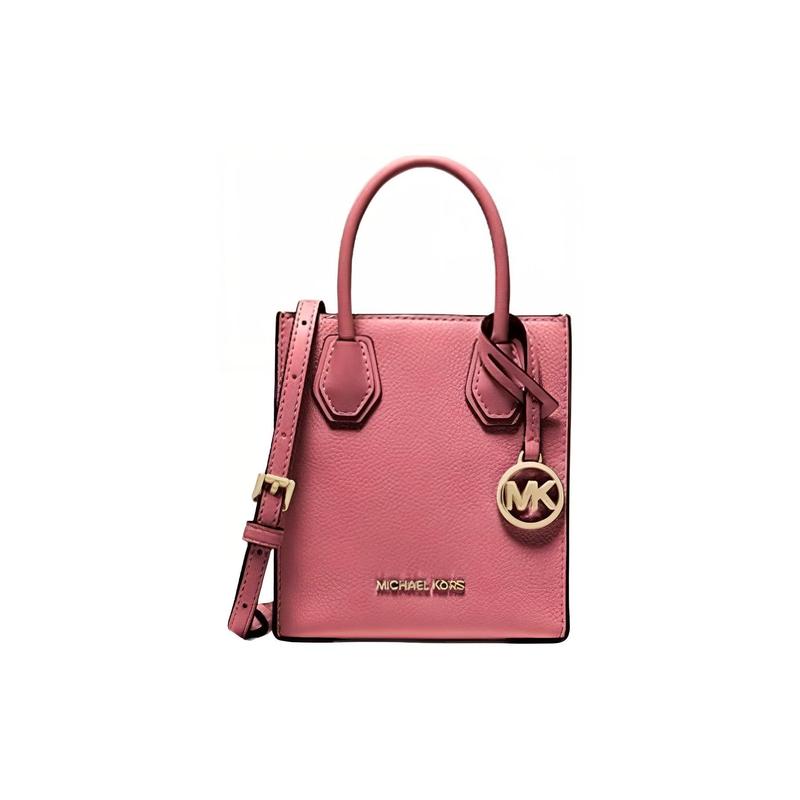 Michael Kors Кожаная сумка-тоут Mercer с тисненым логотипом-буквой, ретро, сумка-тоут, сумка для покупок, портативная сумка через плечо, мини, женская, розовая