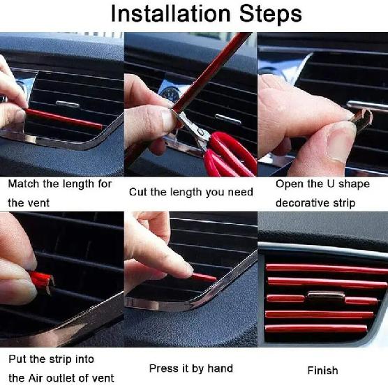 10 Pcs Car Air Vent Grille decoration Trim Sticker U Style Air Conditioner Outlet Decoration Strip Car Decoration